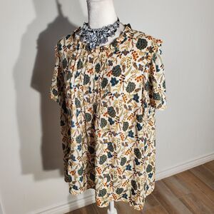 ROSE + OLIVE BLOUSE SHORT SLEEVE POLYESTER SIZE 2X